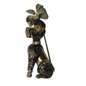 Vintage Brooches Dog Pet Poodle Gold Tone Fantasy Enamel Gift.